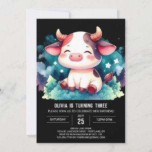 Farm Editable Cow Birthday Invitation
