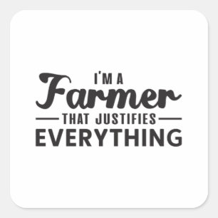 Farm Farmer Agriculture Farming Funny Gift Idea Square Sticker