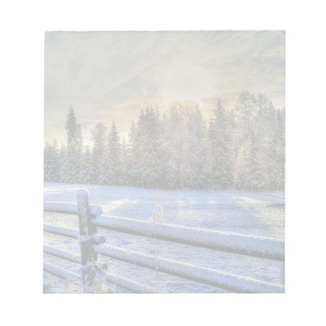 Farm Field in Winter Snow at Sunrise Notepad (Front)
