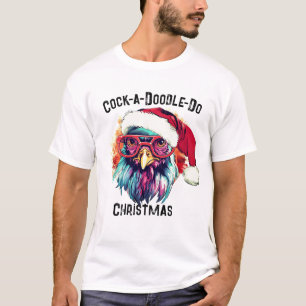 Farm Fitness Gym Tee, Christmas Rooster Humour Gif T-Shirt