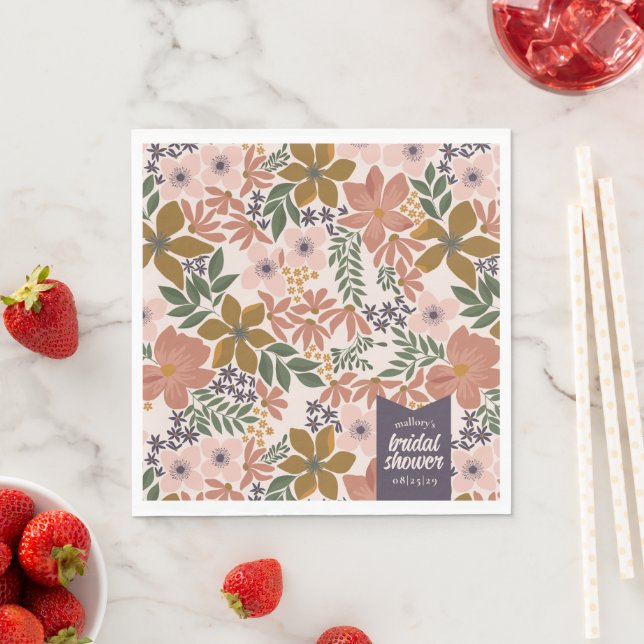 Farm Floral Bridal Shower Personalised Napkin (Insitu)