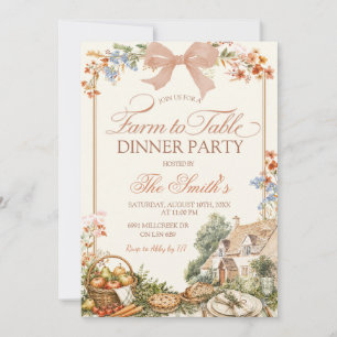 Farm Floral Farm To Table Dinner Invitation
