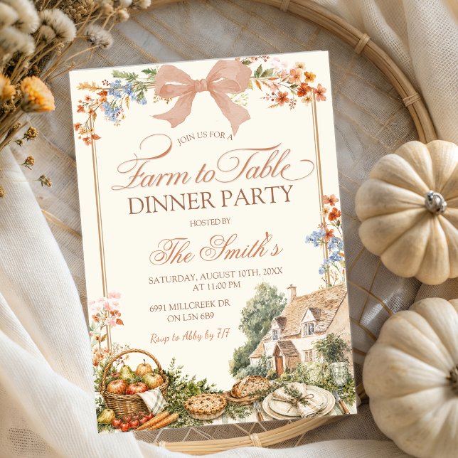 Farm Floral Farm To Table Dinner Invitation  (Creator Uploaded)