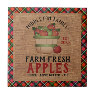 Farm Fresh 🍎Apples in a Vintage and Plaid Tile