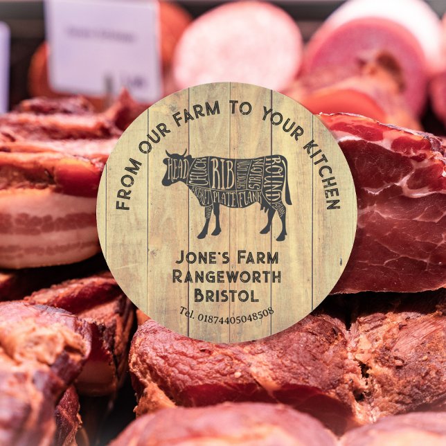 Farm Fresh Beef Sticker | Rustic Cow Logo Label  (Creator Uploaded)