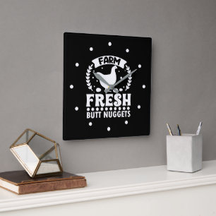 Farm Fresh Butt Nuggets Square Wall Clock