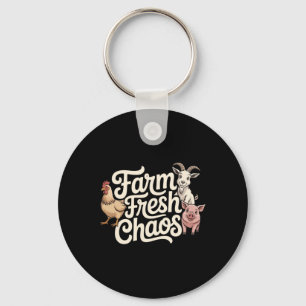 Farm Fresh Chaos Cute Homestead Rn Animals Humour Key Ring