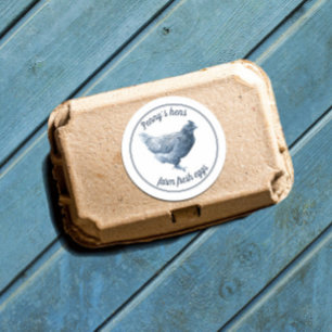 Farm Fresh Chicken Eggs Hen with Your Name  Classi Classic Round Sticker