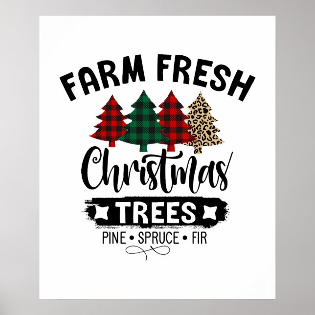 Farm Fresh Christmas Tree Buffalo Plaid  Poster (Front)