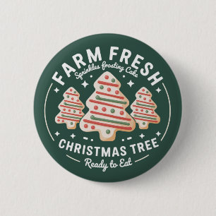Farm Fresh Christmas Tree Cake Xmas Holiday 6 Cm Round Badge
