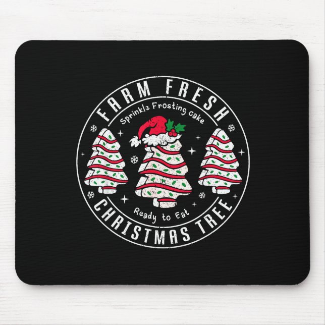 Farm Fresh Christmas Tree Cakes Retro Xmas Tree Fa Mouse Pad (Front)