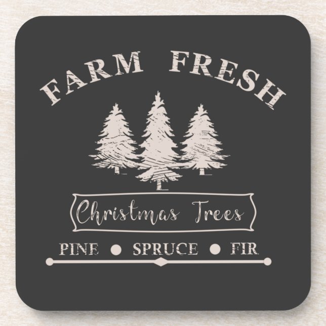 Farm fresh Christmas trees Coaster (Front)