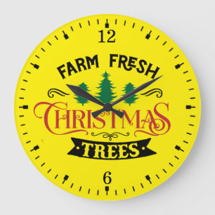 Farm Fresh Christmas Trees Design-54390 Large Clock