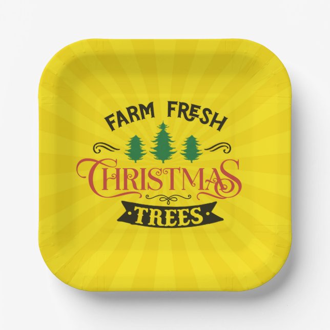 Farm Fresh Christmas Trees Design-54394 Paper Plate (Front)