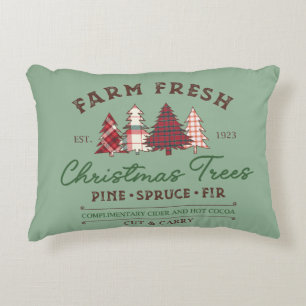 Farm Fresh Christmas Trees Holiday Family Name Decorative Cushion