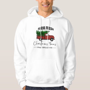 Farm Fresh Christmas Trees Old Truck Hoodie
