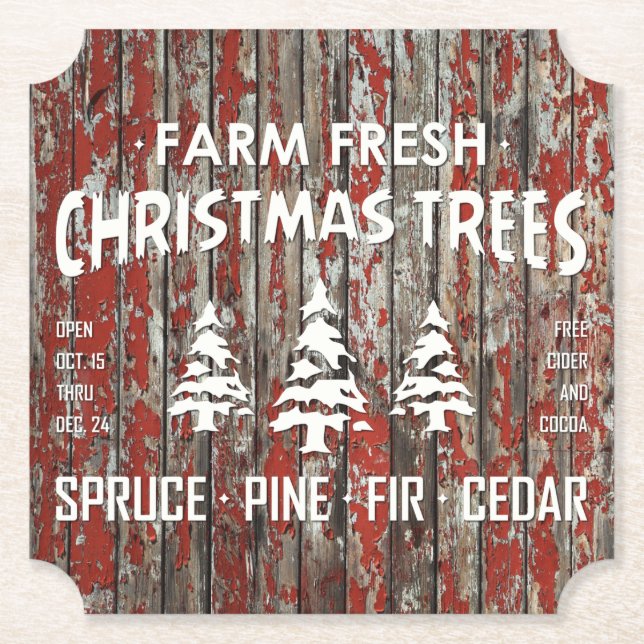 FARM FRESH CHRISTMAS TREES PAPER COASTER (Front)