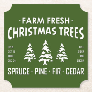 FARM FRESH CHRISTMAS TREES PAPER COASTER