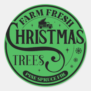 Farm Fresh Christmas trees Pine Spruce Fir Classic Round Sticker