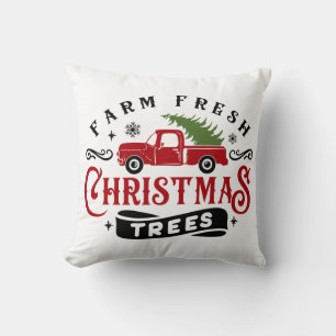Farm Fresh Christmas Trees Vintage Truck Cushion