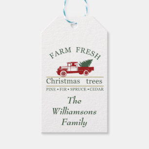 farm fresh classic vintage red truck Personalised Gift Tags