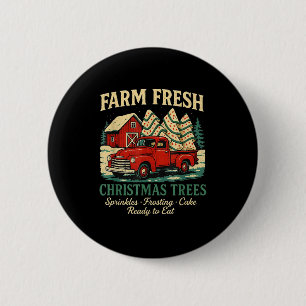 Farm Fresh Debbie Christmas Cake Retro Red Truck H 6 Cm Round Badge