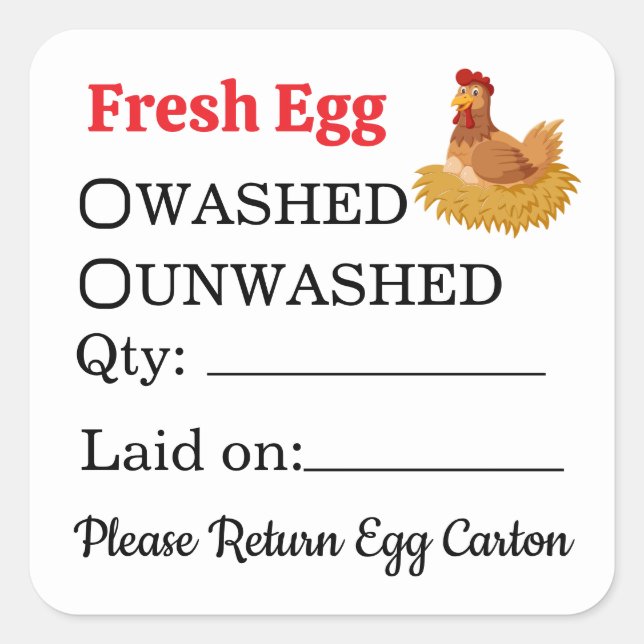 Farm Fresh Egg Carton Square Sticker (Front)
