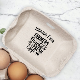 Farm Fresh Eggs Carton Add Name Rubber Stamp