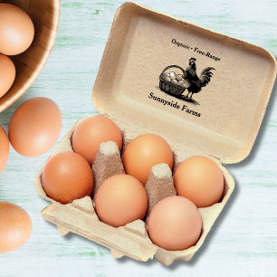 Farm Fresh Eggs Chick With Rustic Basket  Rubber Stamp
