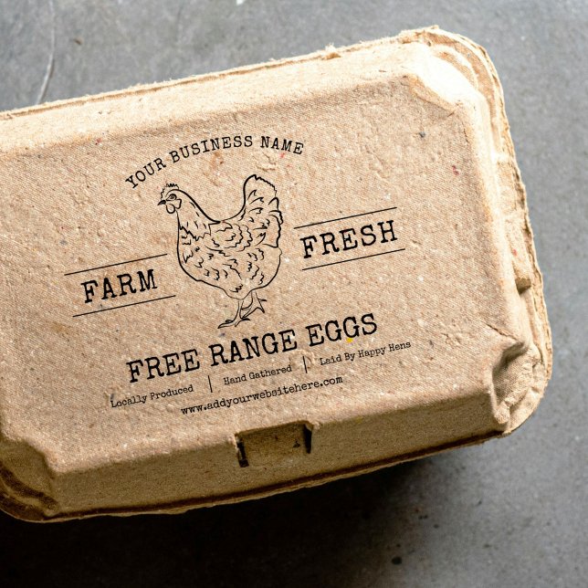 Farm Fresh Eggs Chicken Hen Custom Rubber Stamp (Simple and stylish custom rubber stamp for egg cartons, poultry or farm produce)