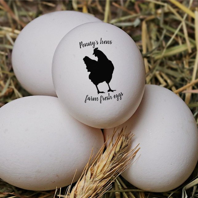 Farm Fresh Eggs Chicken Hen with Your Name  Rubber Stamp (Creator Uploaded)