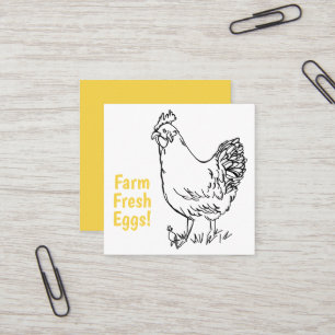 Farm Fresh Eggs Chicken Yellow Black Square Business Card