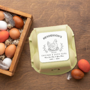 Farm Fresh Eggs Custom Name label, Egg Carton  Square Sticker