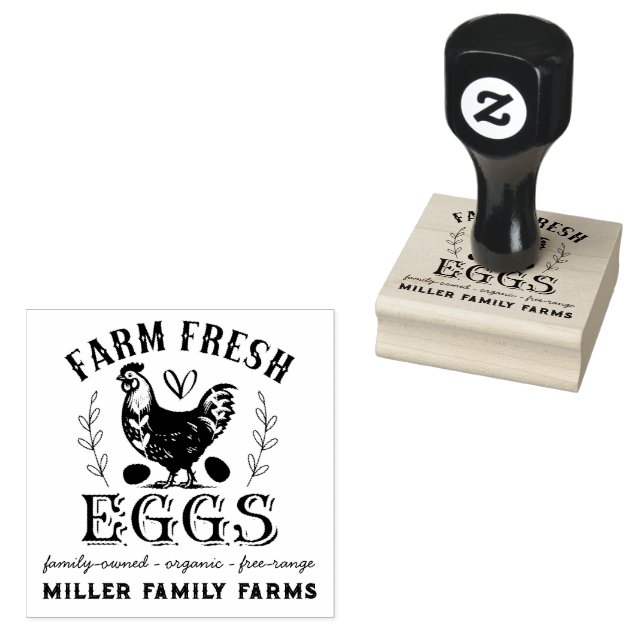 Farm Fresh Eggs Family Chicken Farm Custom Carton Rubber Stamp (Stamped)