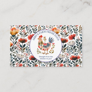 Farm Fresh Eggs Folk Art Chicken Business Card
