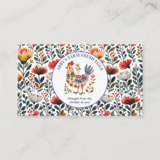 Farm Fresh Eggs Folk Art Chicken Business Card