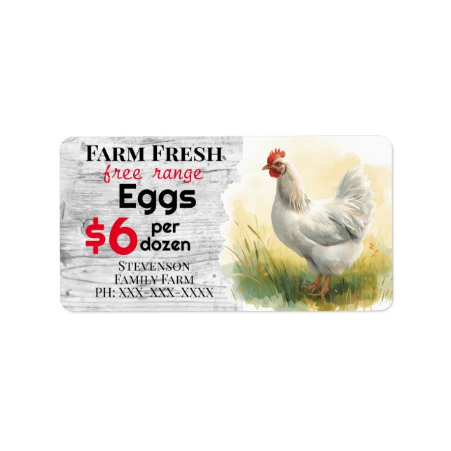 Farm Fresh Eggs Free Range Carton Chickens Label (Front)