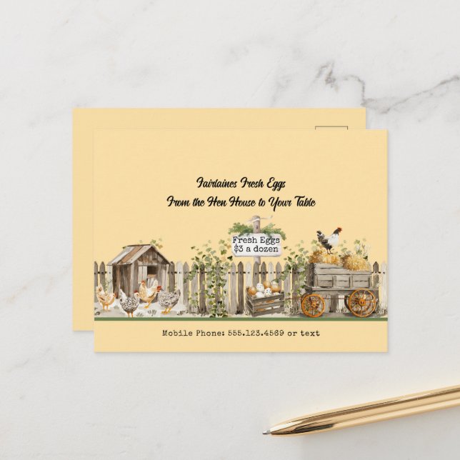 Farm Fresh Eggs - From the Hen House to Your Table Postcard (Front/Back In Situ)