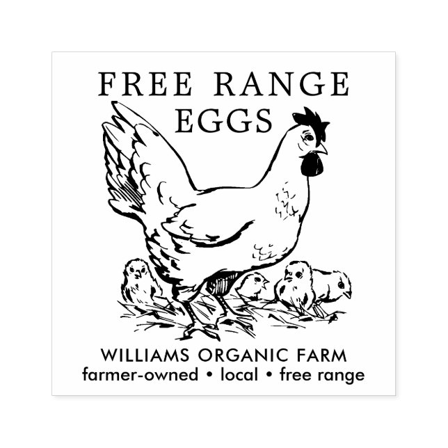 Farm Fresh Eggs Hen  Rubber Stamp (Imprint)