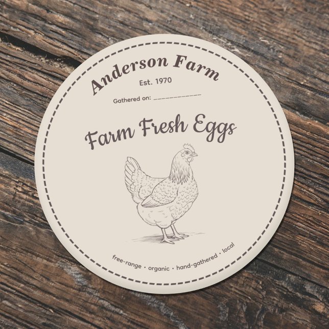 Farm Fresh Eggs Label Brown Sticker (Farm Fresh Eggs Label Brown Sticker)