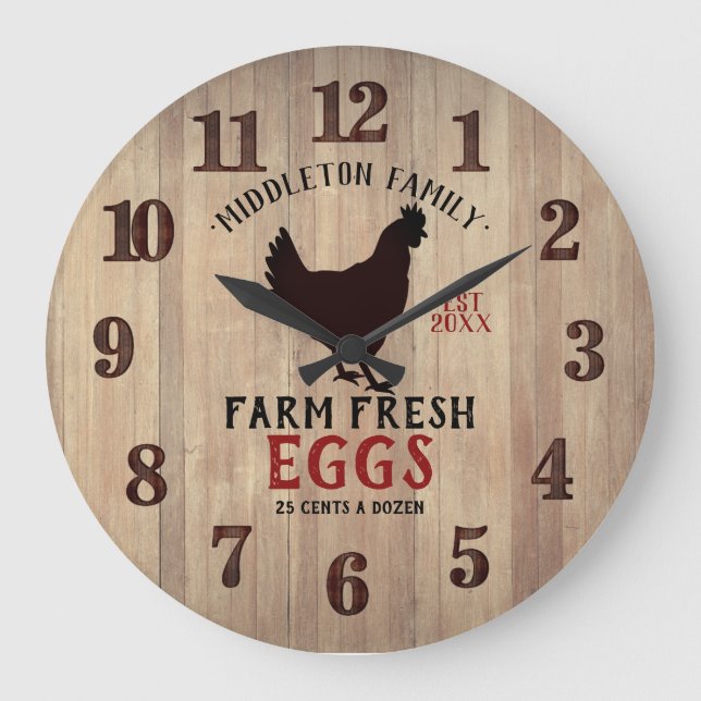 Farm Fresh 🥚🐓 Eggs Large Clock (Front)