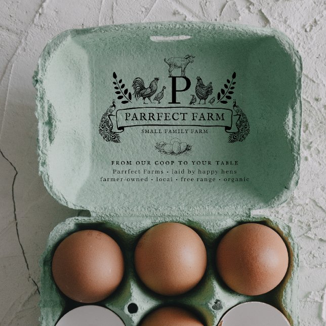 Farm Fresh Eggs |  Monogram Egg Carton Stamp (Creator Uploaded)