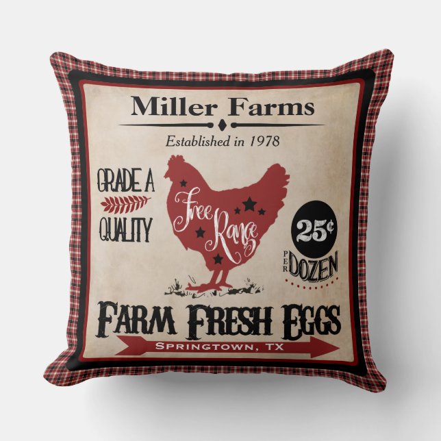 Farm Fresh Eggs Personalised Pillow (Front)