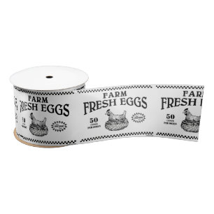 FARM FRESH EGGS SATIN RIBBON