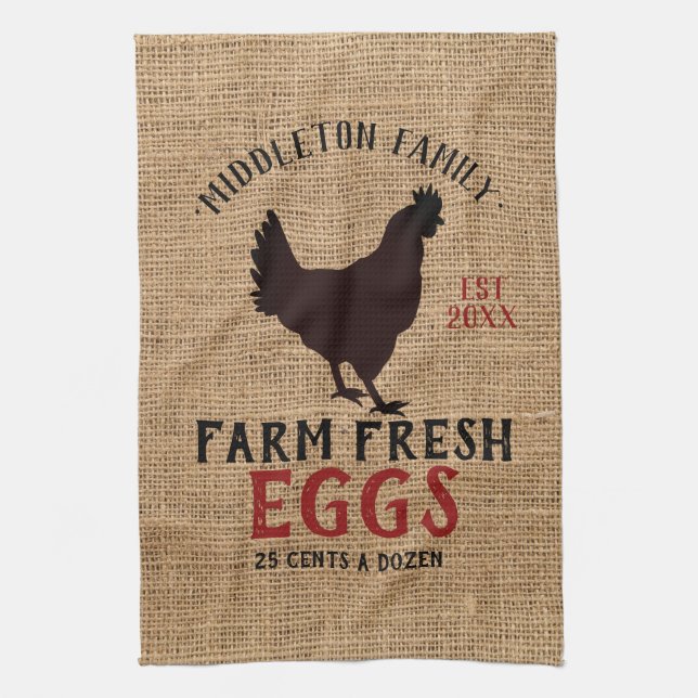 Farm Fresh 🥚🐓 Eggs Tea Towel (Vertical)