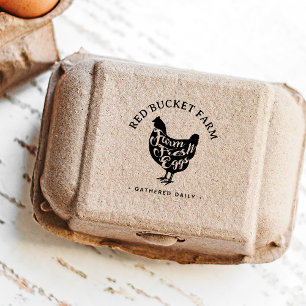Farm Fresh Eggs Typography Chicken Self-inking Stamp