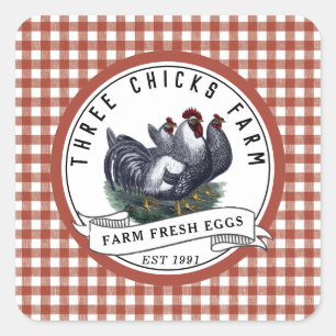 Farm Fresh Eggs Vintage Hen Carton Antique Classic Square Sticker