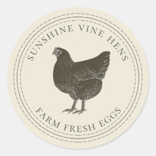 Farm Fresh Eggs Vintage Hen Egg Carton Antique Classic Round Sticker