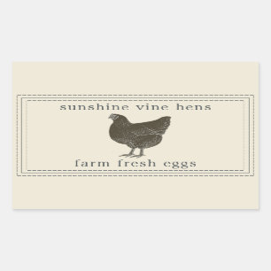 Farm Fresh Eggs Vintage Hen Egg Carton Antique Rectangular Sticker