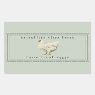 Farm Fresh Eggs Vintage Hen Egg Carton Green Rectangular Sticker